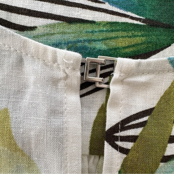 Sigrid Olsen top  with v-neck & short sleeves, loose fit, tropical, linen blend - Picture 13 of 16